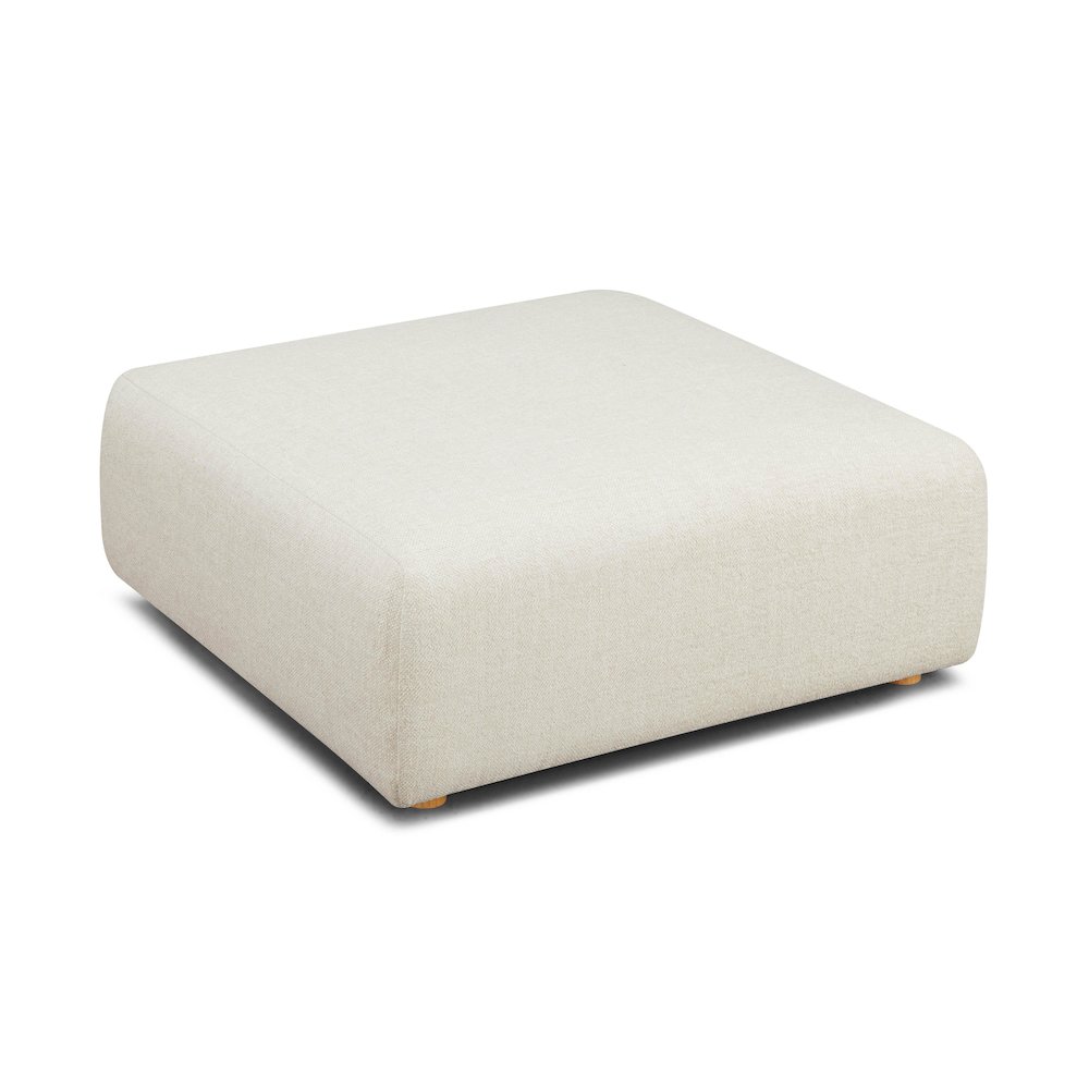 Hangover Cream Heavy Textured Fabric Ottoman. Picture 4