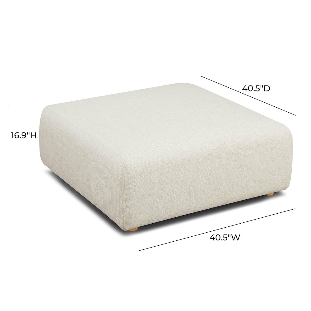 Hangover Cream Heavy Textured Fabric Ottoman. Picture 5
