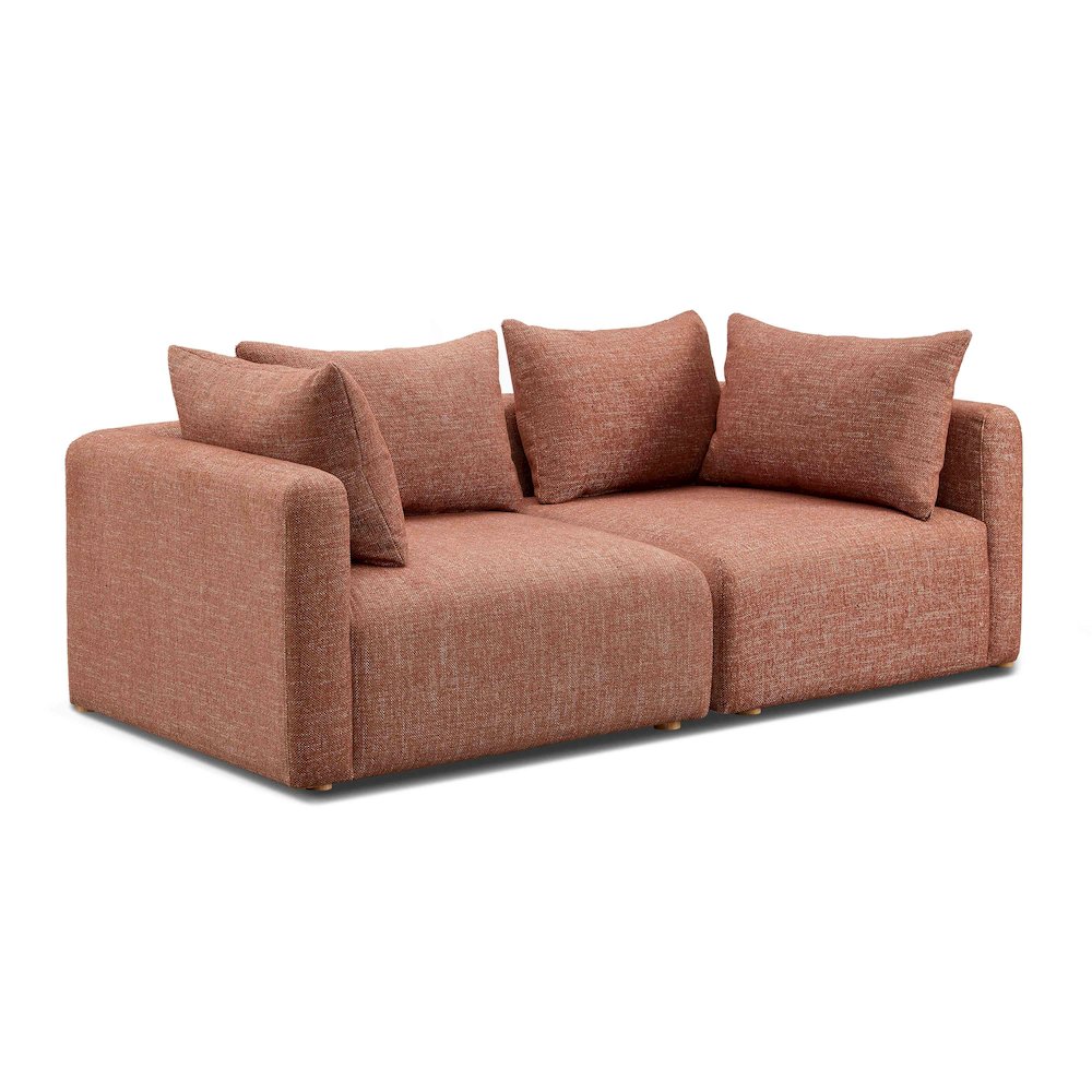 Hangover Sedona Red Textured Fabric Loveseat. Picture 1