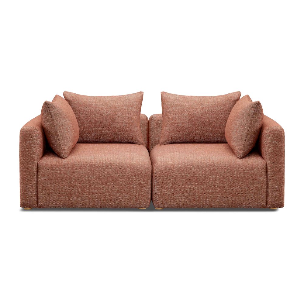 Hangover Sedona Red Textured Fabric Loveseat. Picture 2