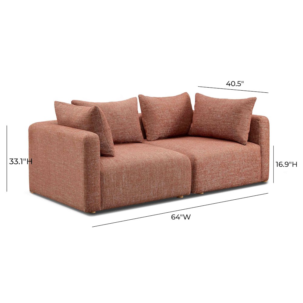Hangover Sedona Red Textured Fabric Loveseat. Picture 5