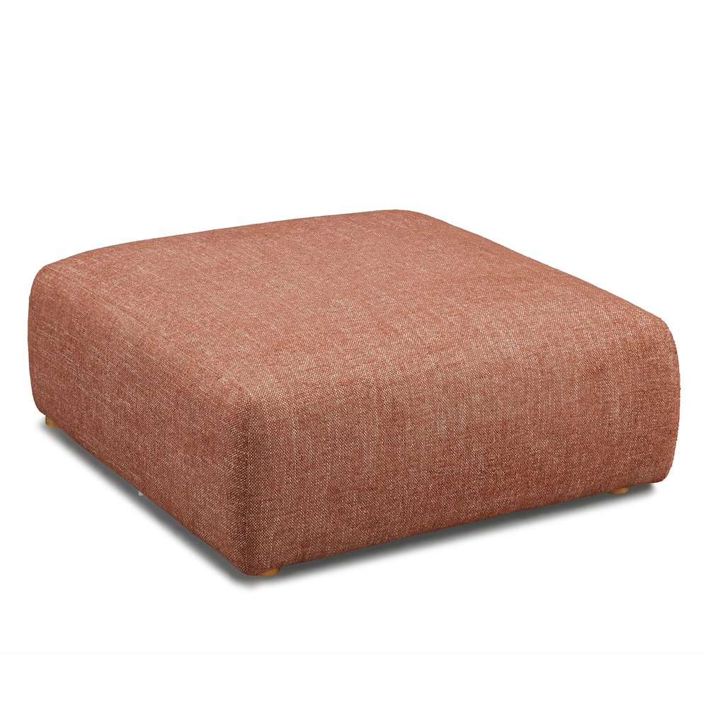 Hangover Sedona Red Textured Fabric Ottoman. Picture 4