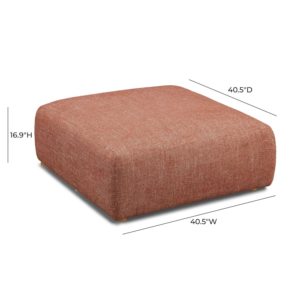 Hangover Sedona Red Textured Fabric Ottoman. Picture 5