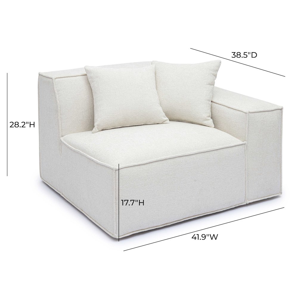 Mindy Cream Chenille Basketweave RAF Corner Chair. Picture 6