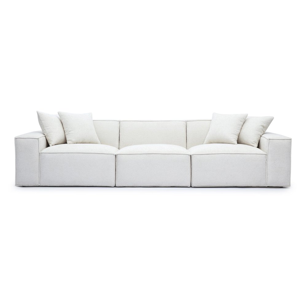 Mindy Cream Chenille Basketweave Modular Sofa. Picture 1