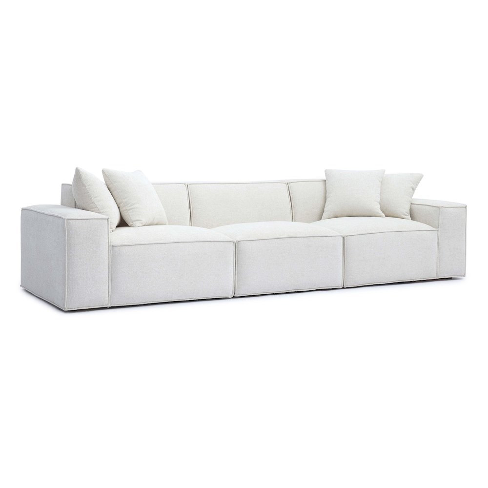 Mindy Cream Chenille Basketweave Modular Sofa. Picture 3