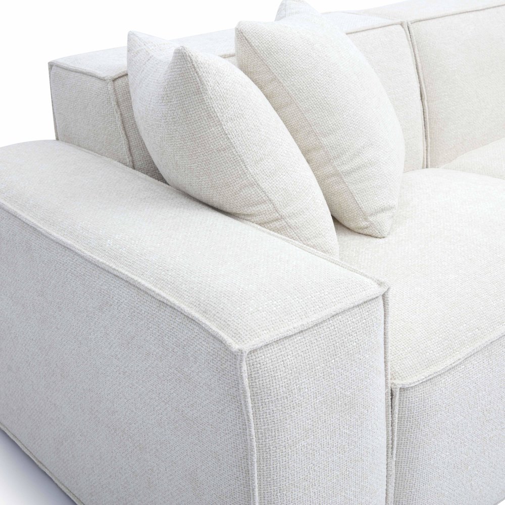 Mindy Cream Chenille Basketweave Modular Sofa. Picture 5