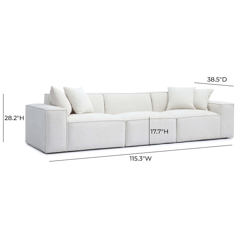 Mindy Cream Chenille Basketweave Modular Sofa. Picture 6