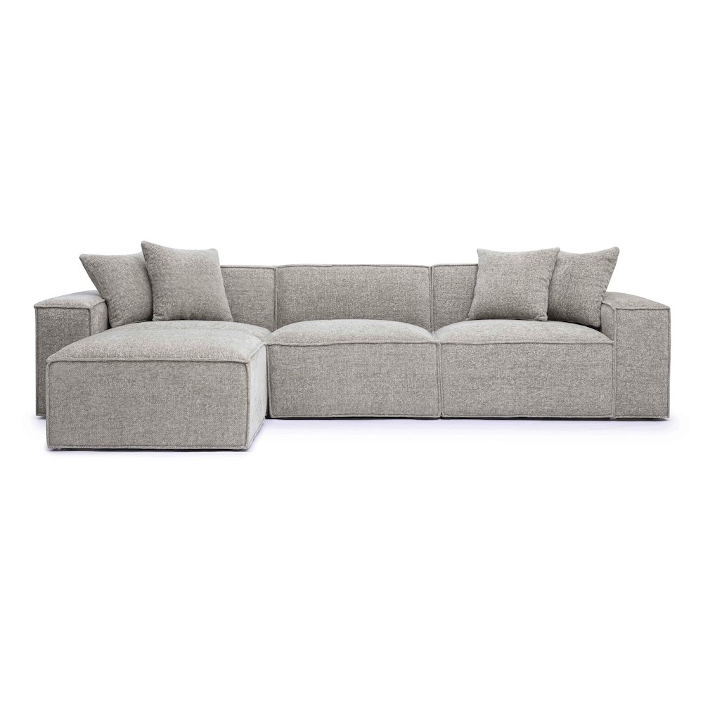 Mindy Taupe Chenille Basketweave Modular Sectional. Picture 1