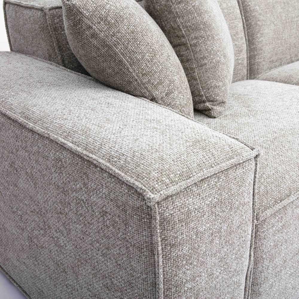 Mindy Taupe Chenille Basketweave Modular Sectional. Picture 5