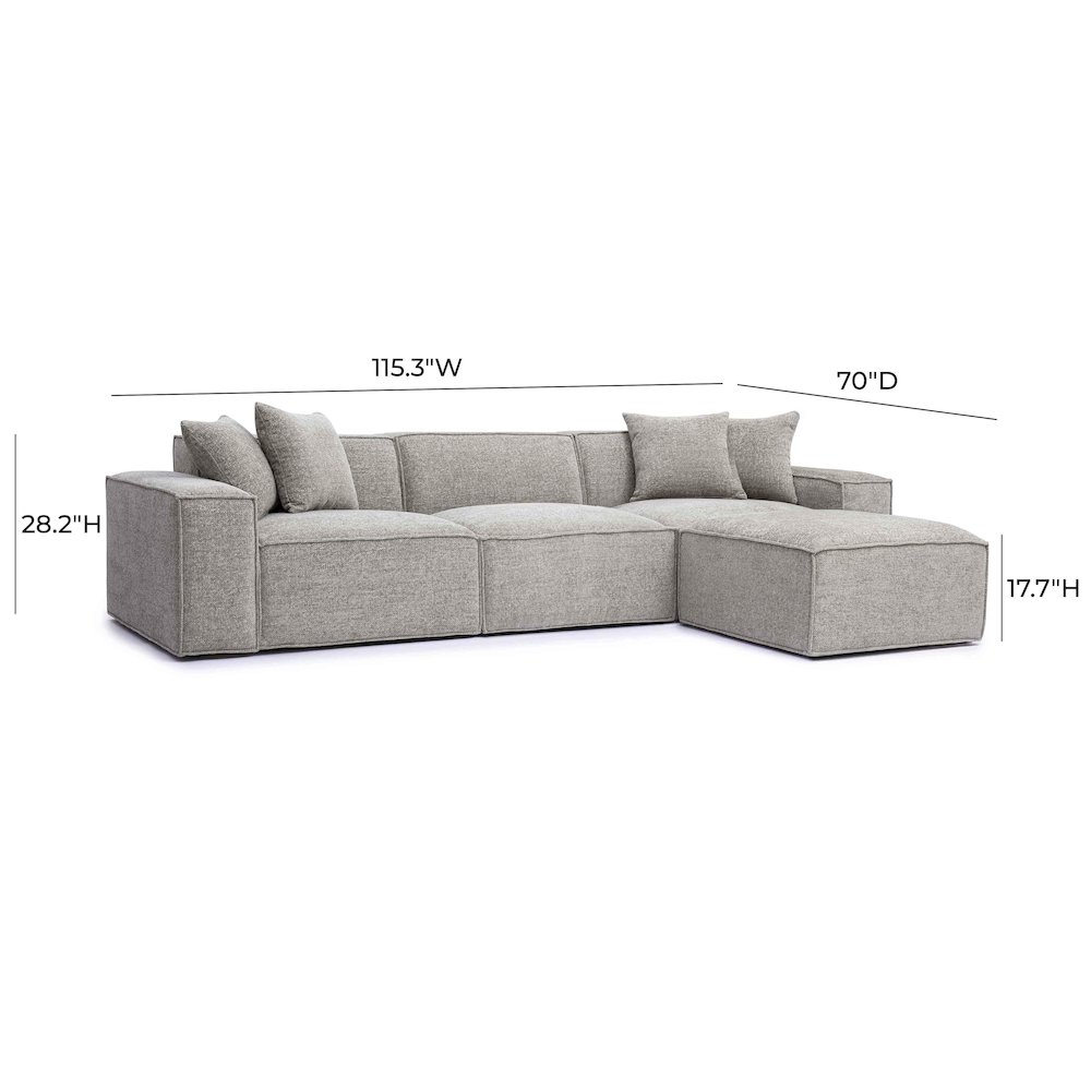 Mindy Taupe Chenille Basketweave Modular Sectional. Picture 6