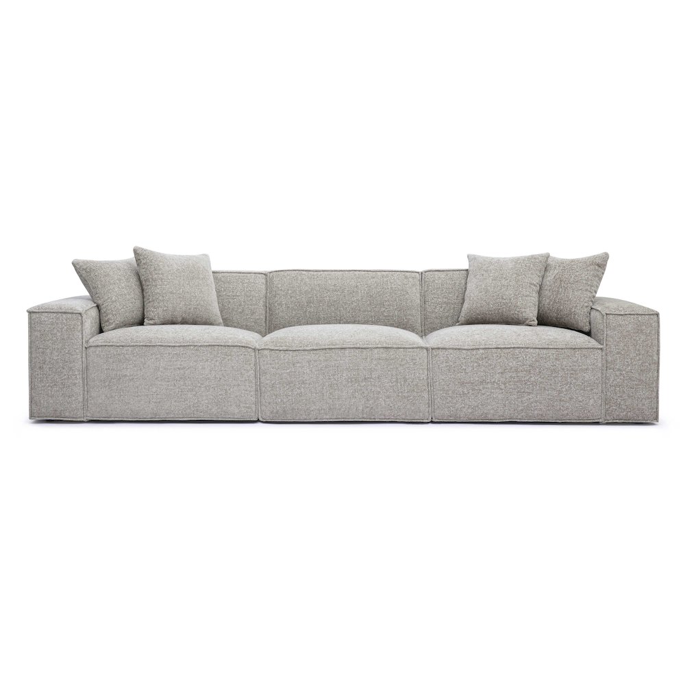 Mindy Taupe Chenille Basketweave Modular Sofa. Picture 1