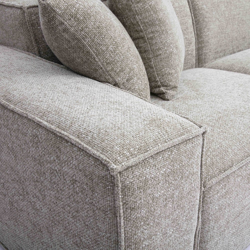 Mindy Taupe Chenille Basketweave Modular Sofa. Picture 5