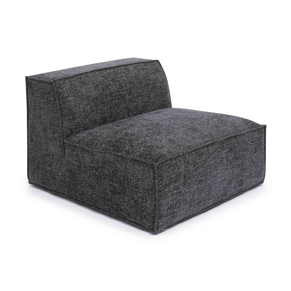 Mindy Charcoal Chenille Basketweave Armless Chair. Picture 1