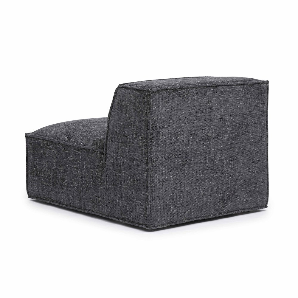 Mindy Charcoal Chenille Basketweave Armless Chair. Picture 4
