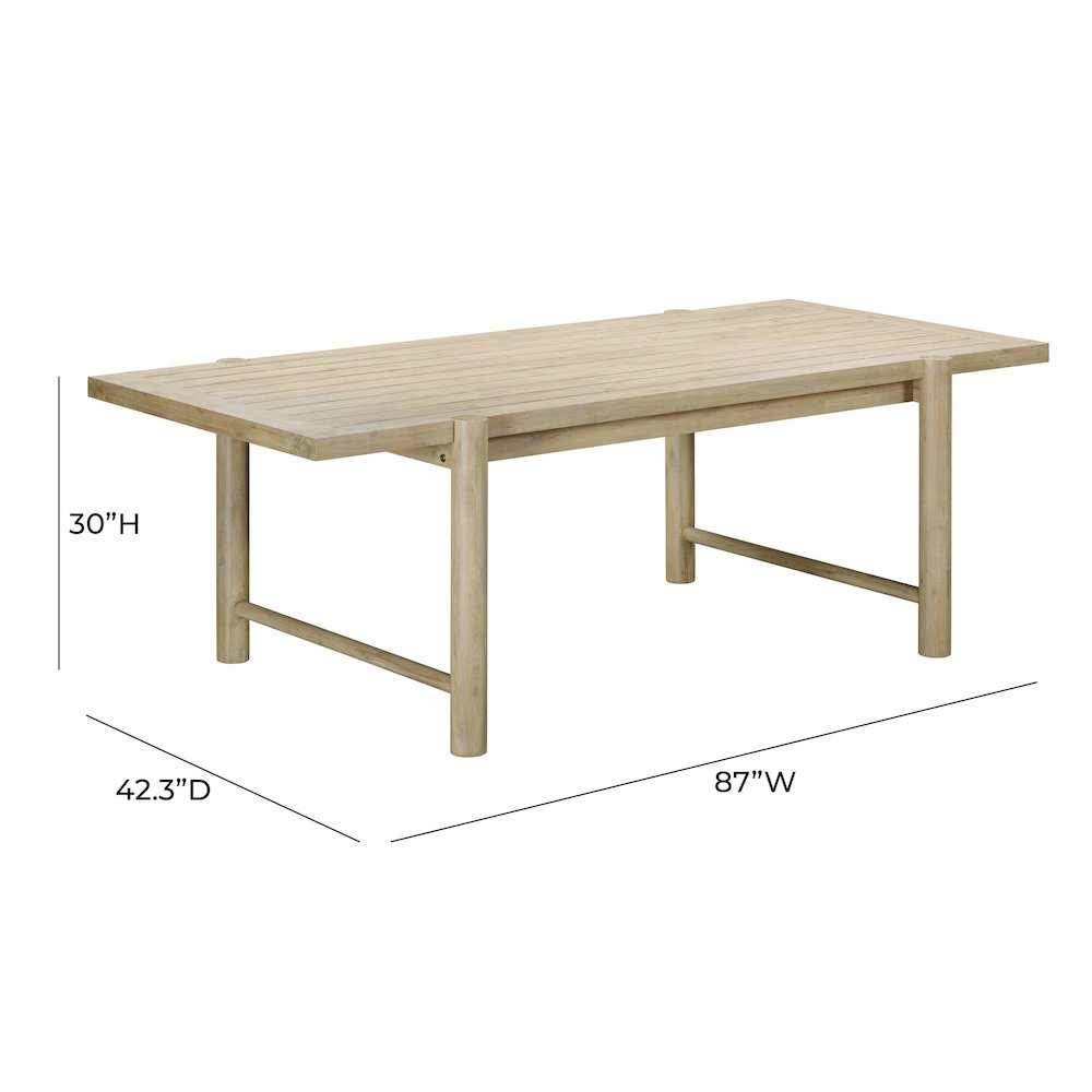 Gata Light Teak Outdoor Rectangular Dining Table. Picture 7