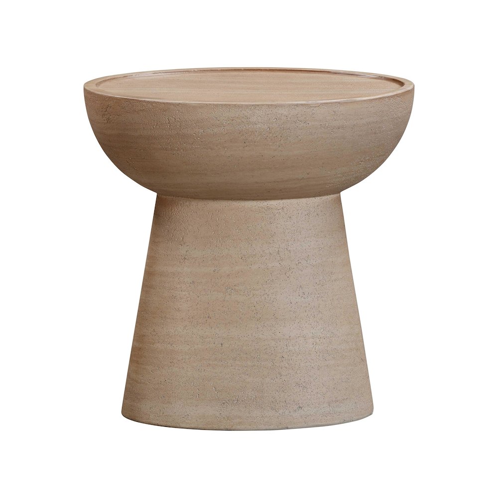 Eclipse Textured Faux Travertine Indoor / Outdoor Side Table. Picture 3