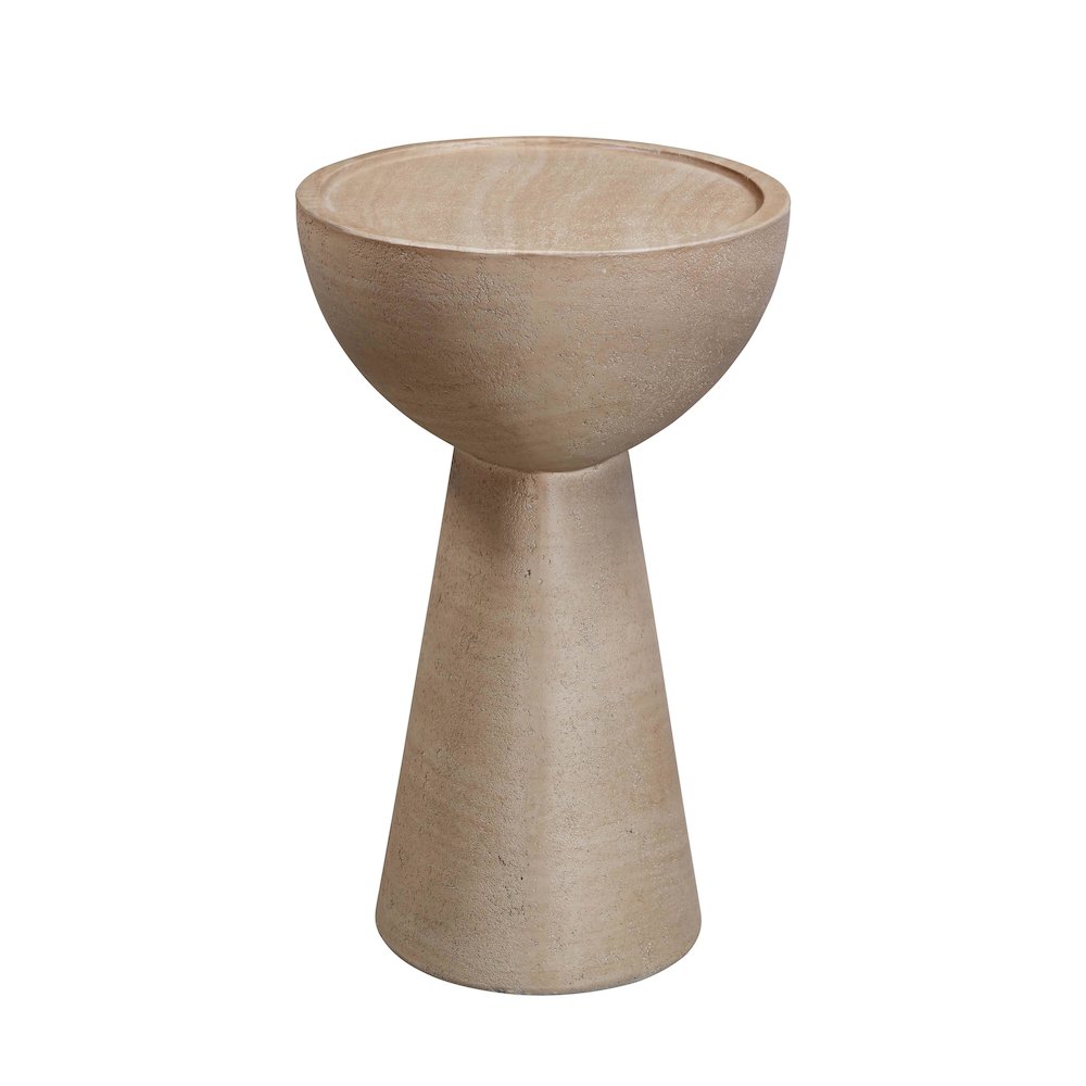 Eclipse Textured Faux Travertine Indoor / Outdoor Side Table. Picture 4