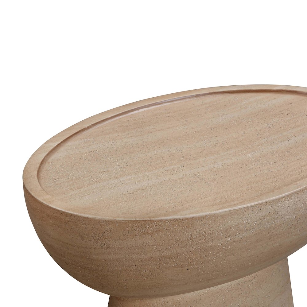 Eclipse Textured Faux Travertine Indoor / Outdoor Side Table. Picture 5