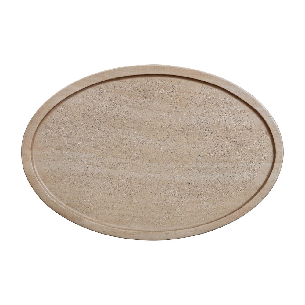Eclipse Textured Faux Travertine Indoor / Outdoor Side Table. Picture 6