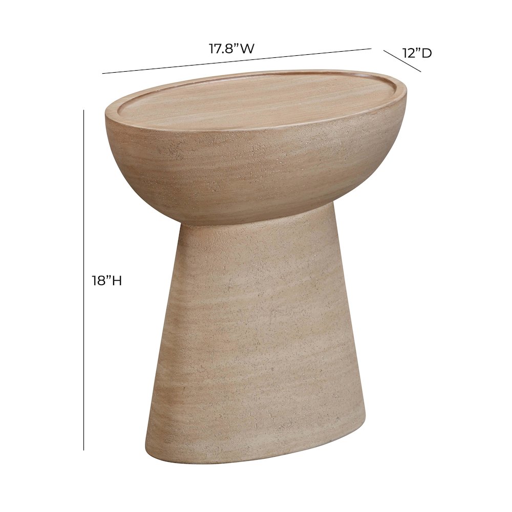Eclipse Textured Faux Travertine Indoor / Outdoor Side Table. Picture 7