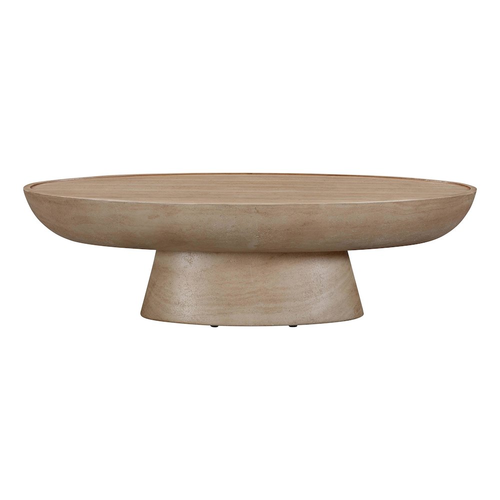 Eclipse Textured Faux Travertine Indoor / Outdoor Coffee Table. Picture 2