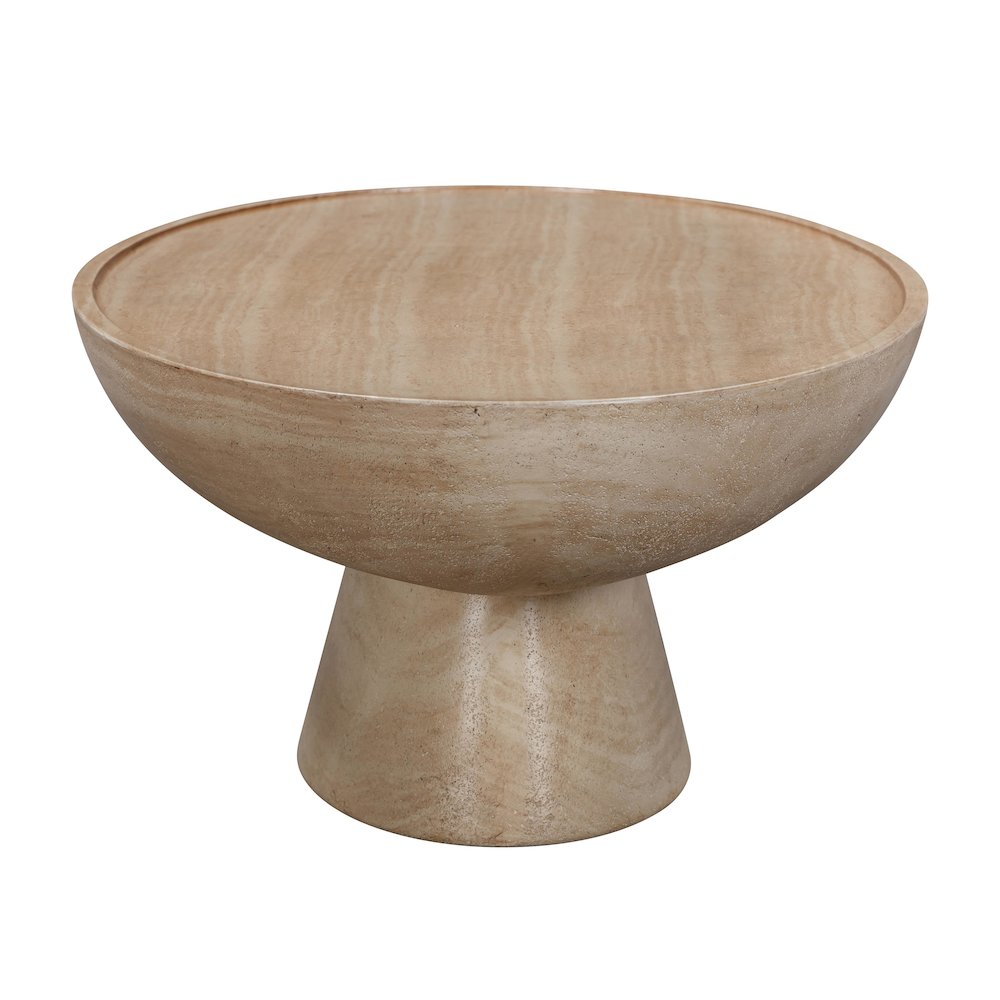 Eclipse Textured Faux Travertine Indoor / Outdoor Coffee Table. Picture 3