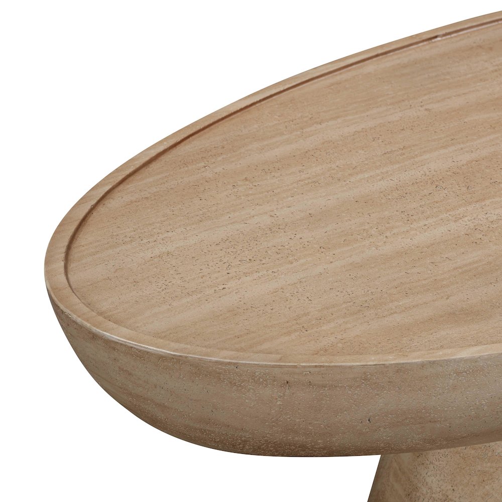 Eclipse Textured Faux Travertine Indoor / Outdoor Coffee Table. Picture 6