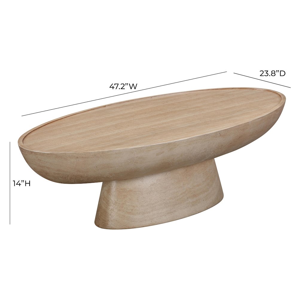 Eclipse Textured Faux Travertine Indoor / Outdoor Coffee Table. Picture 5