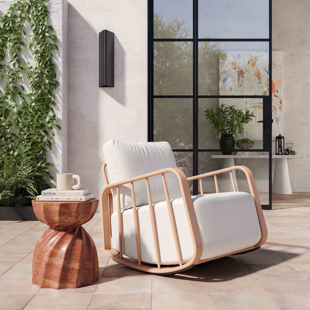Turin Faux Red Sandstone Indoor / Outdoor Concrete Stool. Picture 7