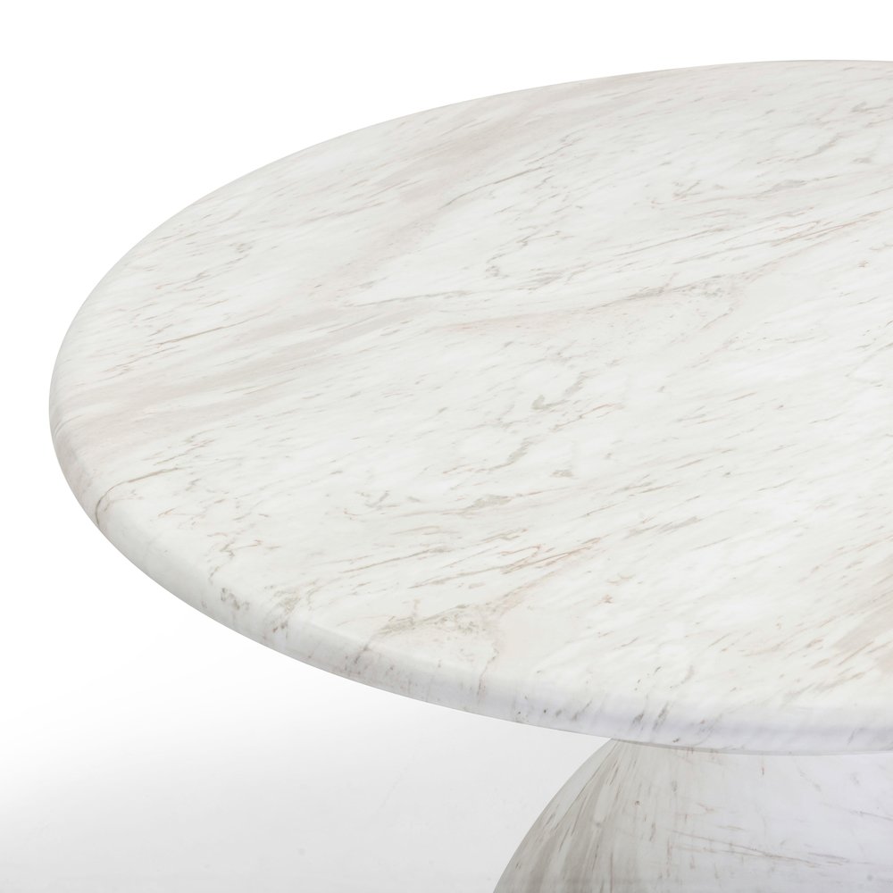 Smooch White Faux Marble Print Indoor / Outdoor 47" Round Dining Table. Picture 5