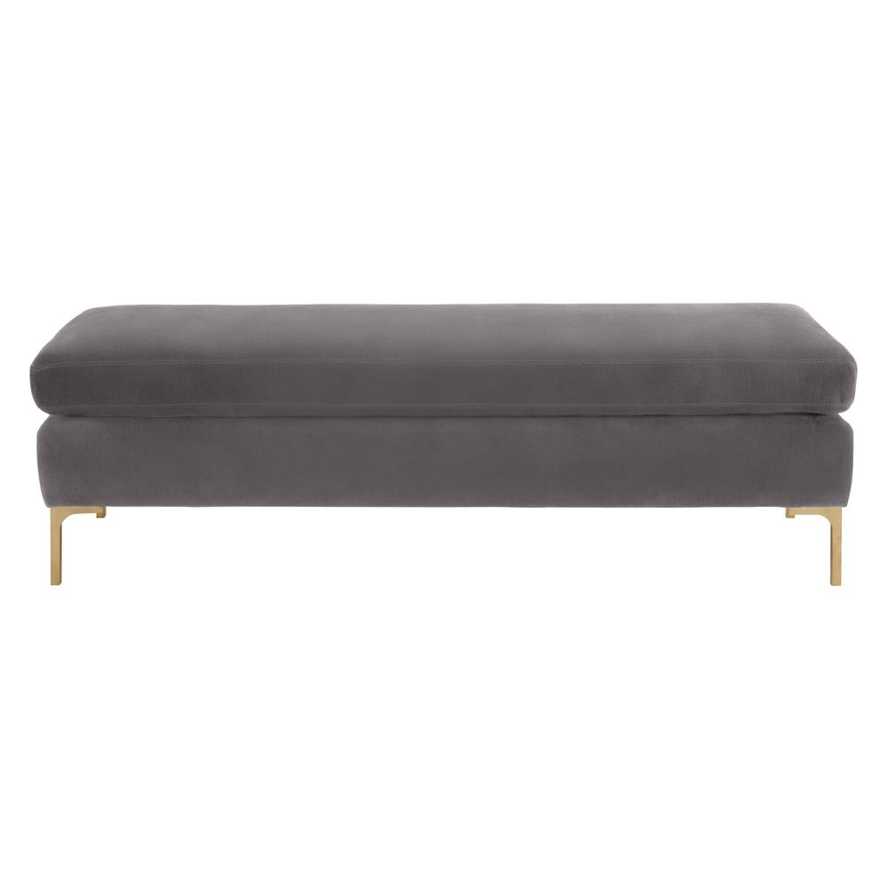 Delilah Grey Velvet Bench. Picture 2