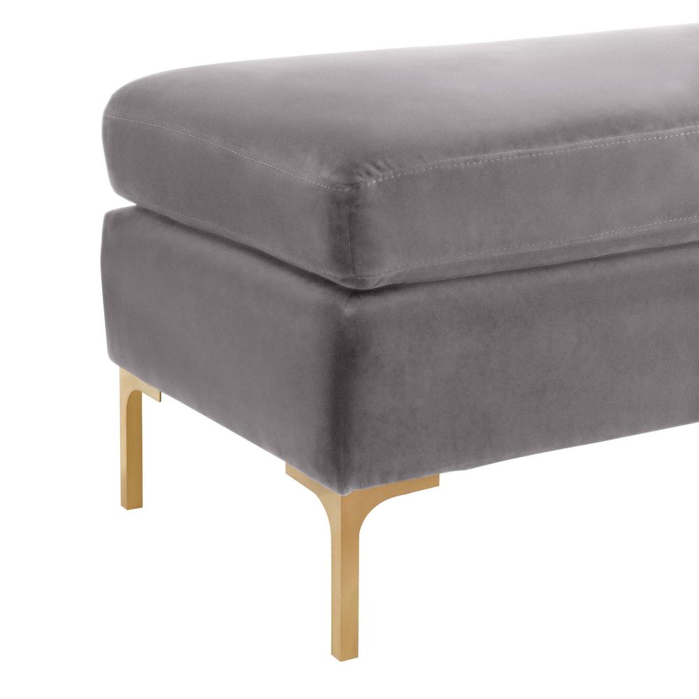 Delilah Grey Velvet Bench. Picture 8