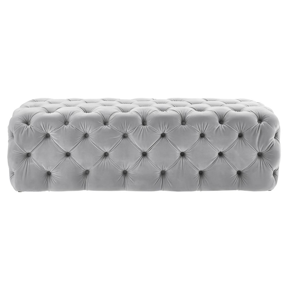Kaylee Jumbo Grey Velvet Ottoman. Picture 4