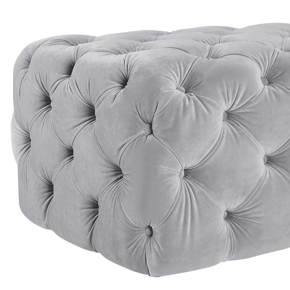Kaylee Jumbo Grey Velvet Ottoman. Picture 5