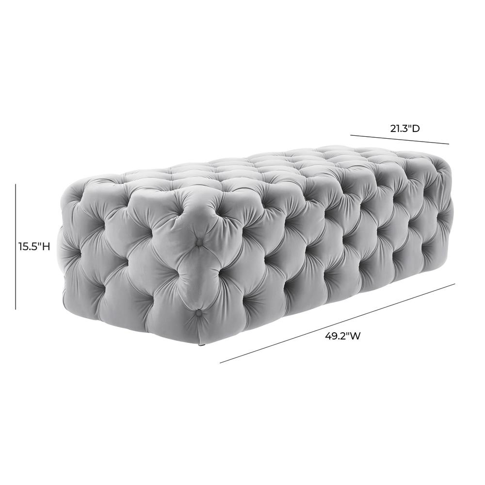 Kaylee Jumbo Grey Velvet Ottoman. Picture 6
