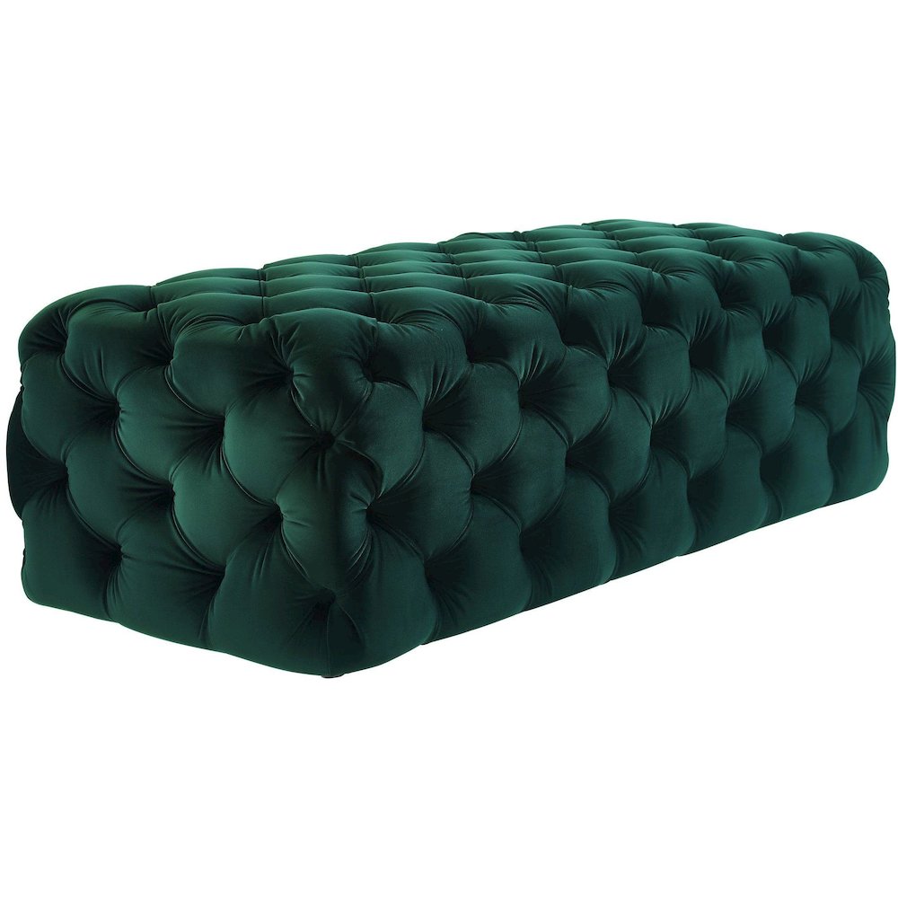 Kaylee Jumbo Green Velvet Ottoman. Picture 2