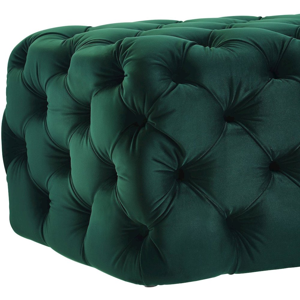 Kaylee Jumbo Green Velvet Ottoman. Picture 4
