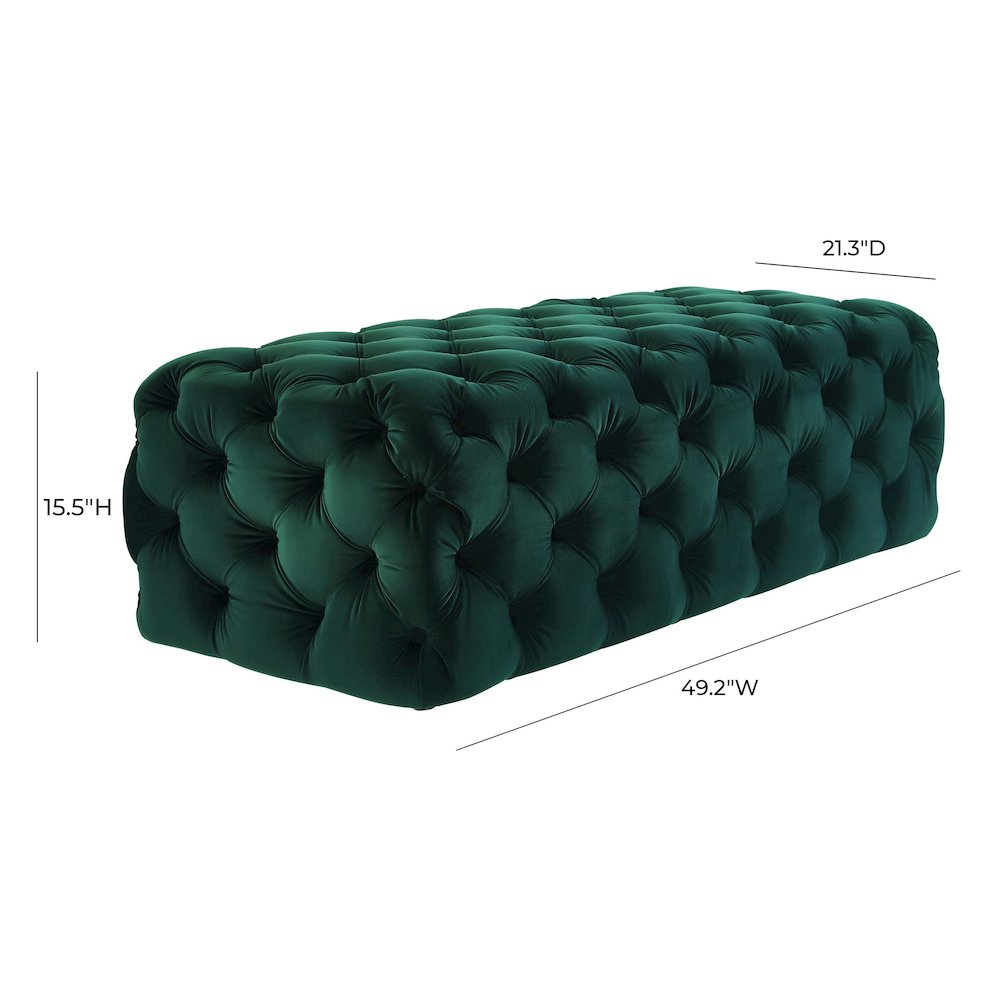 Kaylee Jumbo Green Velvet Ottoman. Picture 5