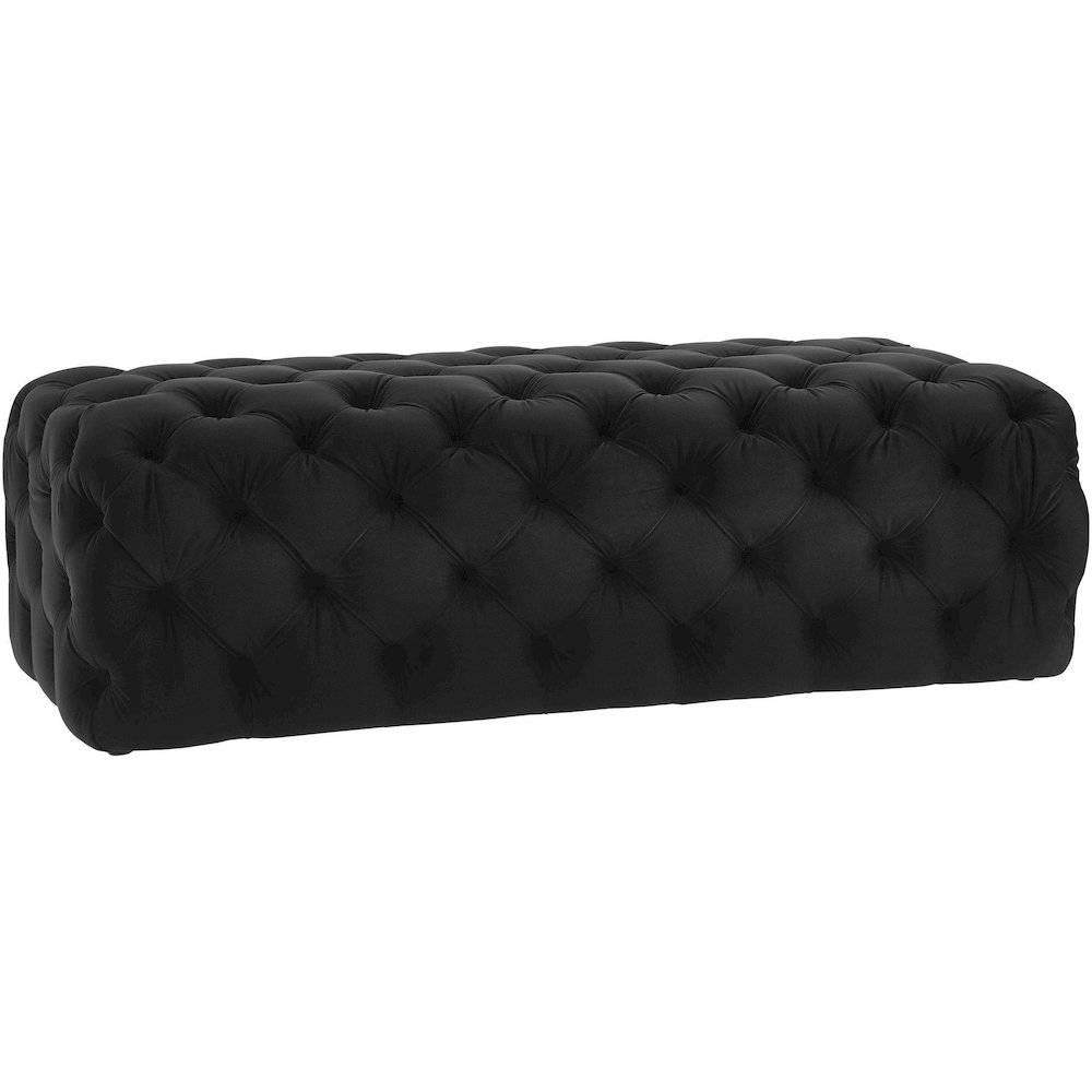 Kaylee Jumbo Black Velvet Ottoman. Picture 1