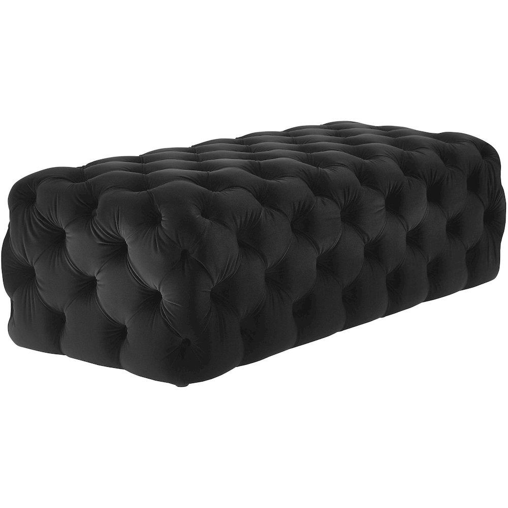 Kaylee Jumbo Black Velvet Ottoman. Picture 2