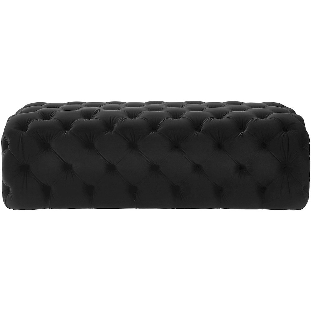 Kaylee Jumbo Black Velvet Ottoman. Picture 3
