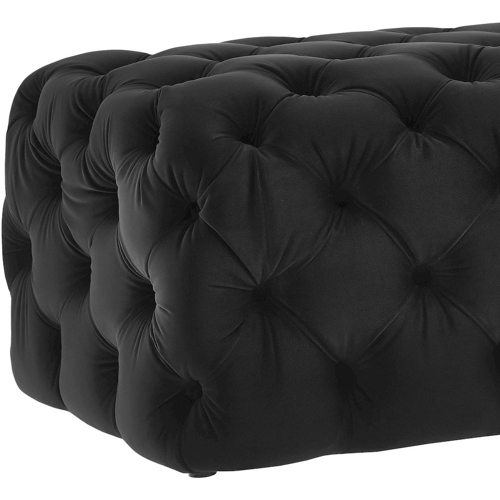 Kaylee Jumbo Black Velvet Ottoman. Picture 4
