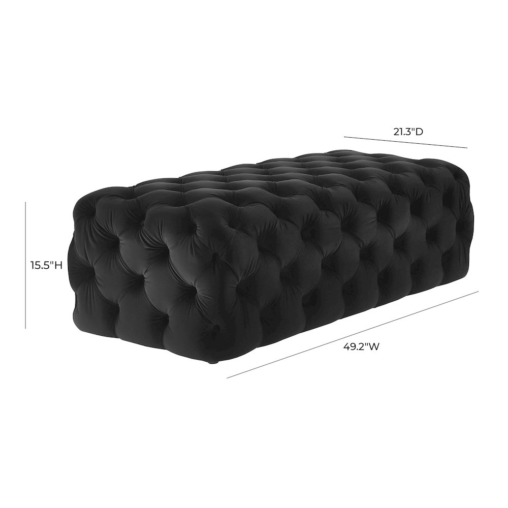 Kaylee Jumbo Black Velvet Ottoman. Picture 5