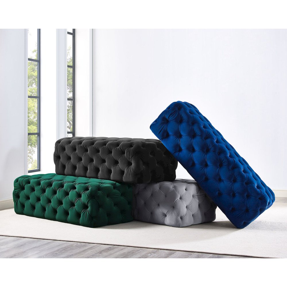 Kaylee Jumbo Black Velvet Ottoman. Picture 6