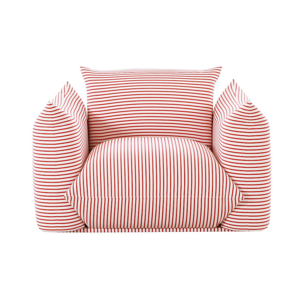 Saint Tropez Pearl and Red Striped Stuffed Outdoor Armchair. Picture 3