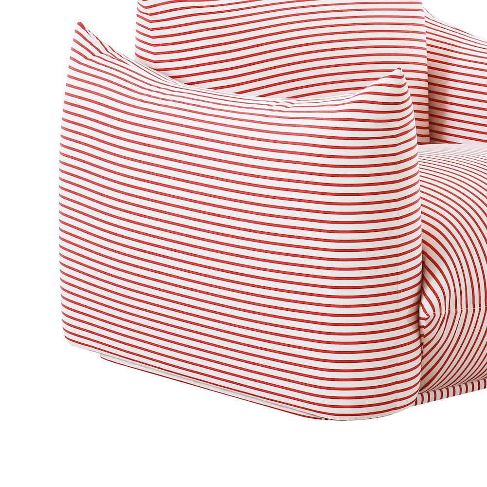 Saint Tropez Pearl and Red Striped Stuffed Outdoor Armchair. Picture 5