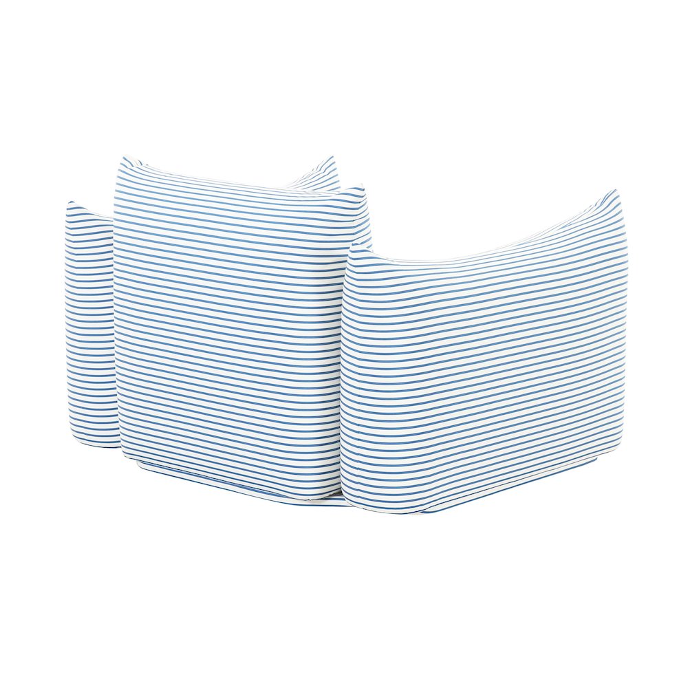 Saint Tropez Pearl and Blue Striped Stuffed Outdoor Armchair. Picture 4