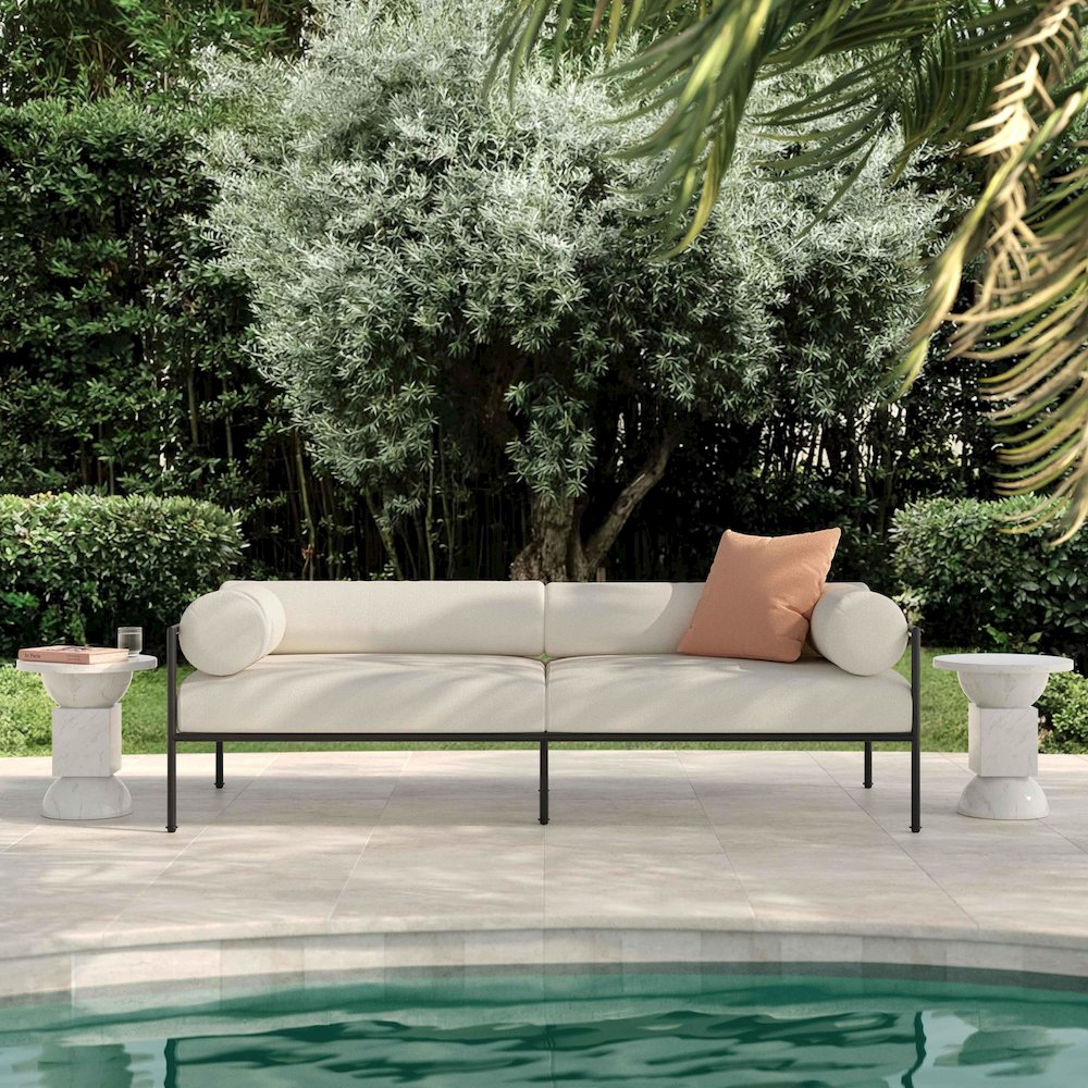 Vera Cream Performance Fabric Outdoor Sofa. Picture 2