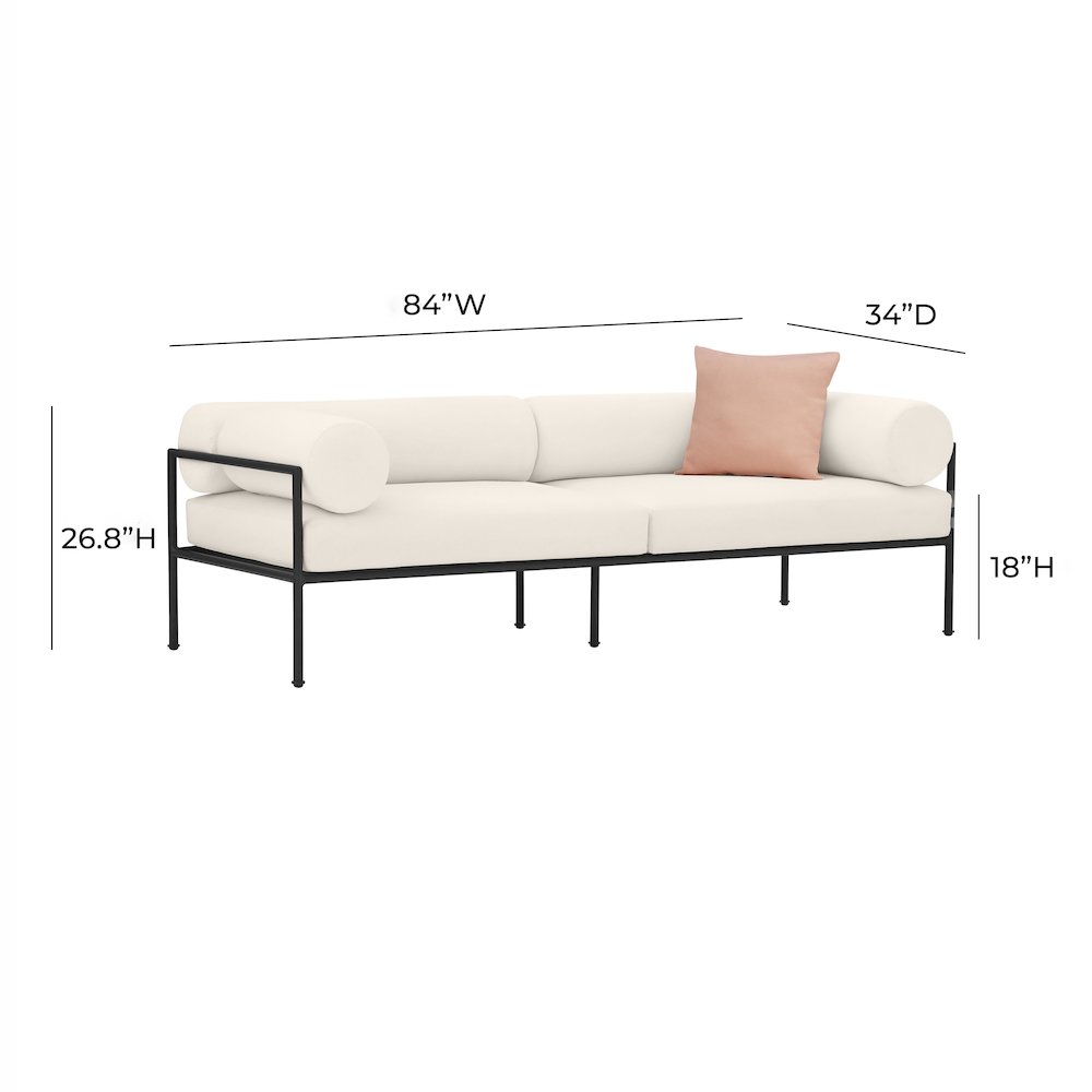 Vera Cream Performance Fabric Outdoor Sofa. Picture 6